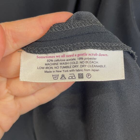 MM. LAFLEUR Masha Dress Cap Sleeve Midi Sheath Pockets LBD Crepe Black Size 12 - Picture 9 of 10